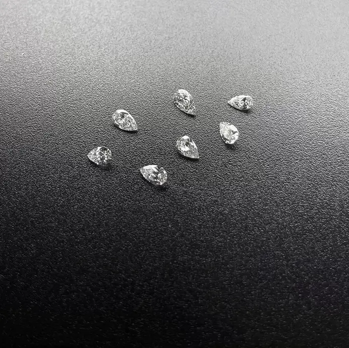 DEF Color HPHT Pear Shape Fancy Cut Lab Diamonds 0.05ct To 0.3ct
